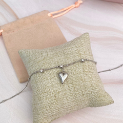 Tobillera corazón colgante plateada - ATO011 - comprar en línea