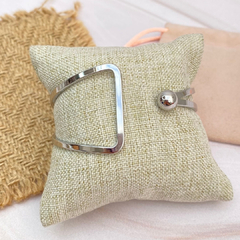 Brazalete ajustable doble asimetrico plateado - AZ002 - Taibell