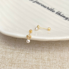 Broquel corazón zirconia con perla (Precio por pieza) - B076 - comprar en línea