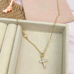 Collar religioso cruz con zirconas 45cm. - CD007 - comprar en línea