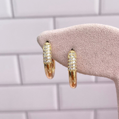 Arracada oval con zirconias 2cm. - CRR022 - Taibell