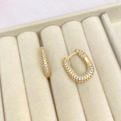Arracada rectangular con zirconias 2cm. - CRR023 en internet
