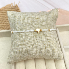 Pulsera chaquira blanca con corazón - HP010 - comprar en línea