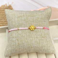 Pulsera chaquira rosa con florecita - HP023 - comprar en línea