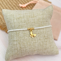 Pulsera chaquira blanca con mariposa - HP035