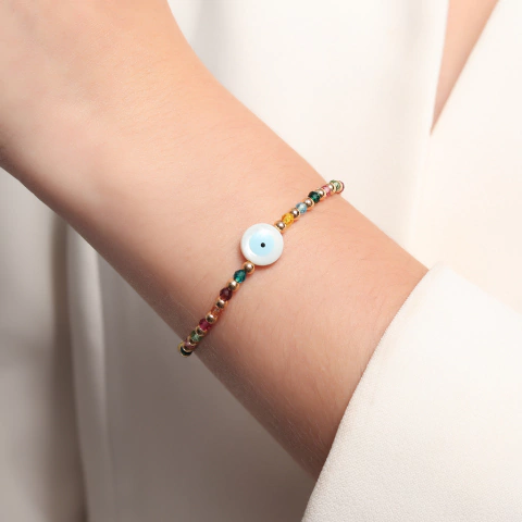Pulseira Olho Grego Rondel Colorido - SEMIJOIA na internet