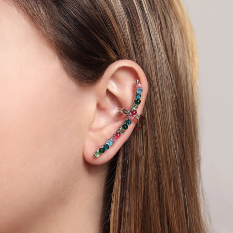 Ear Cuff com Rondel Colorido - SEMIJOIA