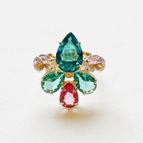 Anel Festa Pedras Luxo