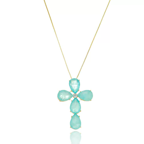 Colar Cruz na Pedra Fusion - SEMIJOIA - comprar online