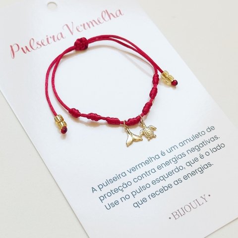 Pulseira Vermelha 7 Nós com Pingente Sereia + Tartaruga - comprar online