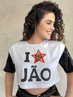 Cropped Paetê I ♥ JÃO