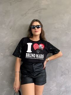 Cropped Paetê I ♥ Bruno - comprar online