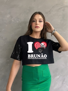 Cropped Paetê I ♥ Bruno na internet