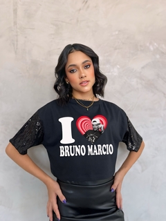 Cropped Paetê I ♥ Bruno - comprar online