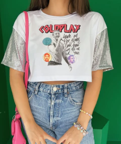 Cropped Paetê ColdPlay Look at the stars - comprar online