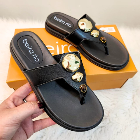 Papete Feminina Beira Rio com Pedrarias Douradas