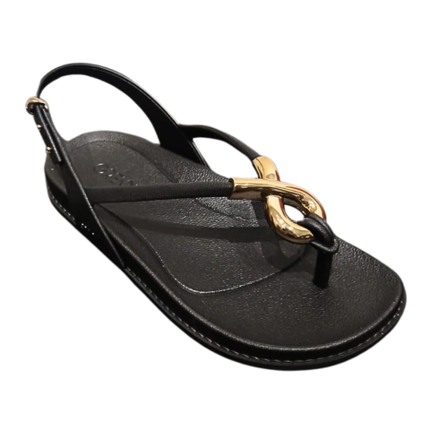 Sandália Feminina Grendha Musa Detalhes Dourados