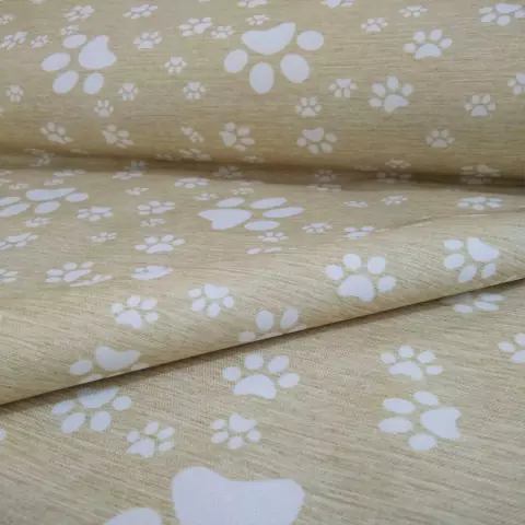 Cordura Estampada Diseño Patitas Fondo Natural