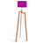Lámpara de pie trípode en madera paraiso. Diferentes estilos de lámparas de pie. Pantalla fucsia. Lámparas para living.