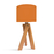 Lampara velador para mesa de luz moderno. Pantalla naranja con madera paraiso. 