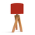 Lampara velador para mesa de luz moderno. Pantalla roja con madera paraiso. 