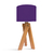 Lampara velador para mesa de luz moderno. Pantalla violeta con madera paraiso. 