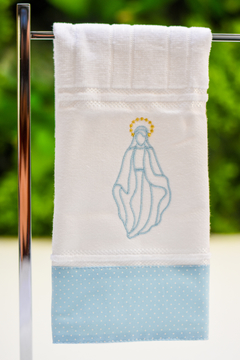 Toalha de lavabo bordada aveludada - Nossa Senhora das Graças - comprar online