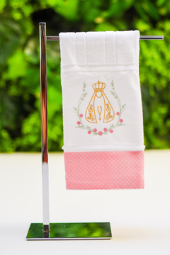 Toalha de lavabo bordada aveludada - Nossa Senhora Aparecida - comprar online