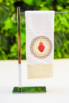 Toalha de lavabo bordada aveludada - Sagrado Coração de Jesus - comprar online