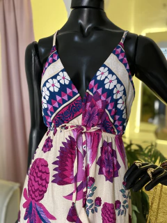 Vestido Longo Floral Fucsia - comprar online