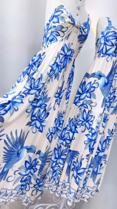 VESTIDO FLORAL AZUL ROYAL (nózinho) - Boneca de Luxo