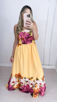Vestido floral fundo amarelo