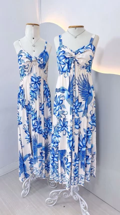 VESTIDO FLORES - AZUL ROYAL (puxadinho) na internet