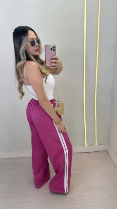 Calça inspiração adidas - fúcsia - comprar online