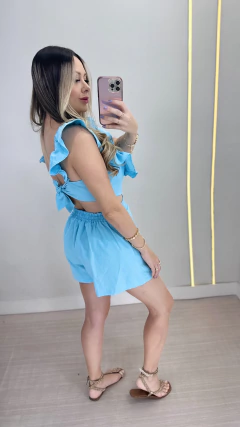 Macaquinho babado - azul - comprar online