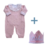 Macacão Tricot Poá Manga Longa Rosa + Brinde - comprar online