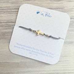 Pulsera Cruz gris claro (simple)