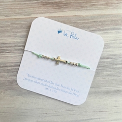 Pulsera Cruz verde agua