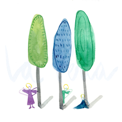 Árboles verde y azul