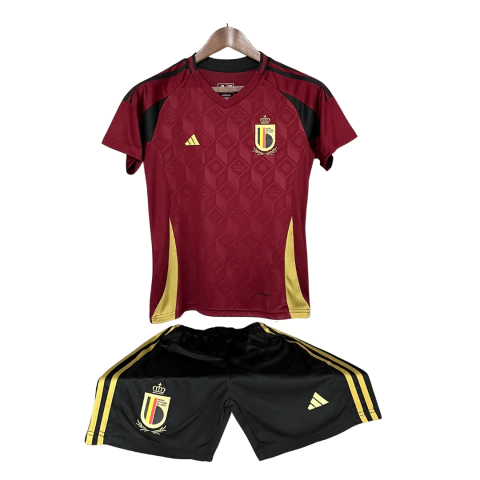 Kit Infantil Bélgica Home 24/25 Adidas - Vinho+Preto