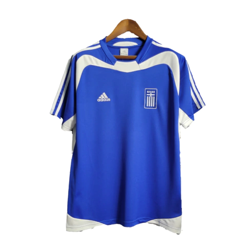 Camisa Grécia Retrô Home 2004 Torcedor Masculina - Azul
