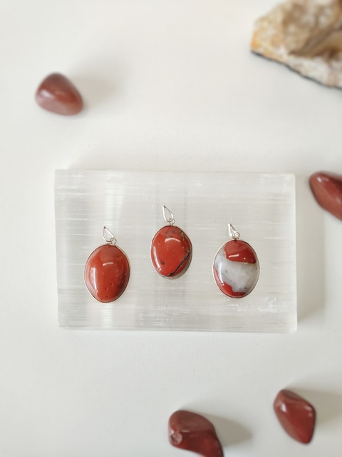 Jaspe Vermelho - Oval em Prata - comprar online