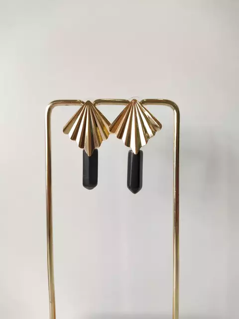 Obsidiana Negra (ponta) - Brinco Letícia - comprar online