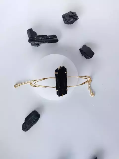 Turmalina Negra - Bracelete Bruto Articulado - comprar online