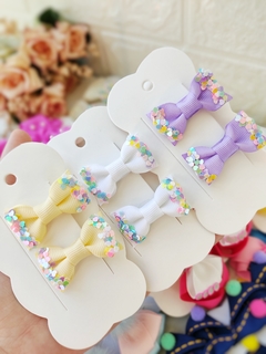 Mini Parzinho laços com paetê corações - comprar online