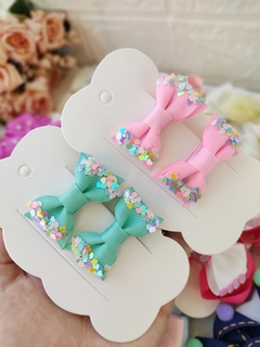 Mini Parzinho laços com paetê corações