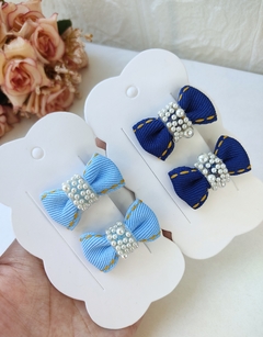 Parzinhos mini lacinhos jeans 3,5cm