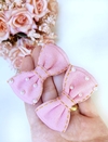 Par Jeans rosa com pérolas
