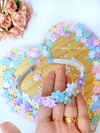 Tiara de arquinho jeans floral