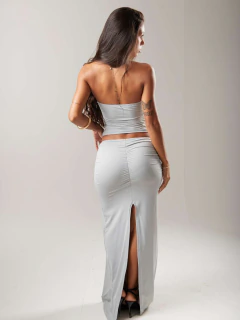 SA015 - Saia Longa Franzida - Cinza - comprar online